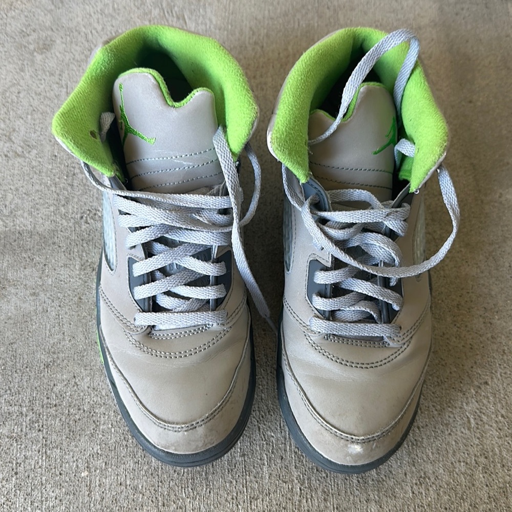 Jordan Retro Neon Green and Gray sneakers